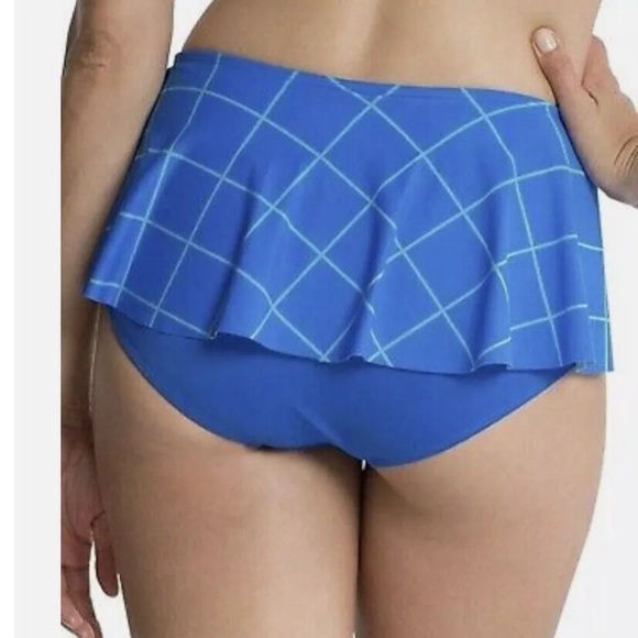 Spanx Flirty Skirted Swim Bottom Electric Blue Geo Bikini Bathing Suit 12 NWT - Picture 9 of 10